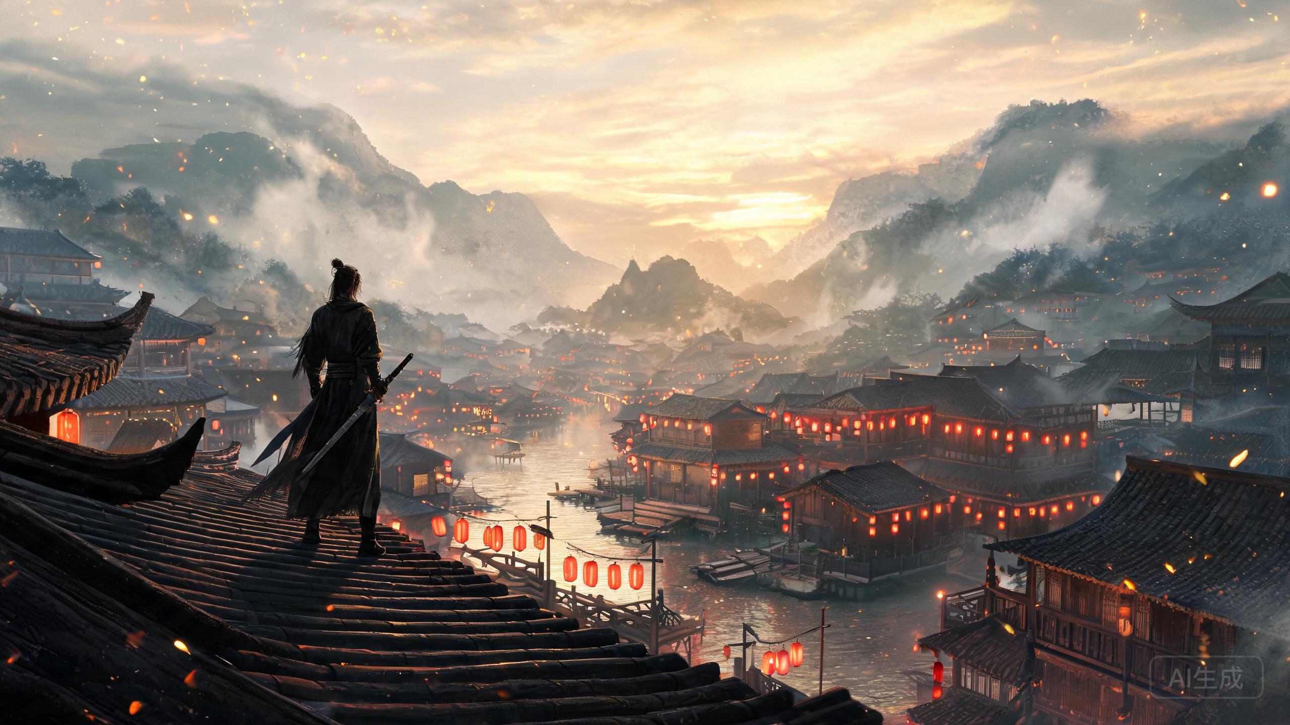 暮色古武侠客栈全景